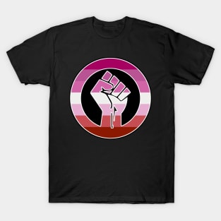 Black Lives Matter Fist Circled LGBTQ Flag Lipstick Lesbian T-Shirt